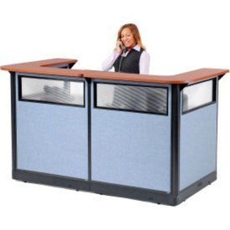 GLOBAL EQUIPMENT Interion    U-Shaped Reception Station w/Window and Raceway 88"W x 44"D x 46"H Cherry Counter 694906WNCB